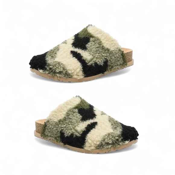 Nicole Miller Bondy Faux Fur Sherpa Slides Cork Sole New In Box Mules Sz 8 - Picture 3 of 7